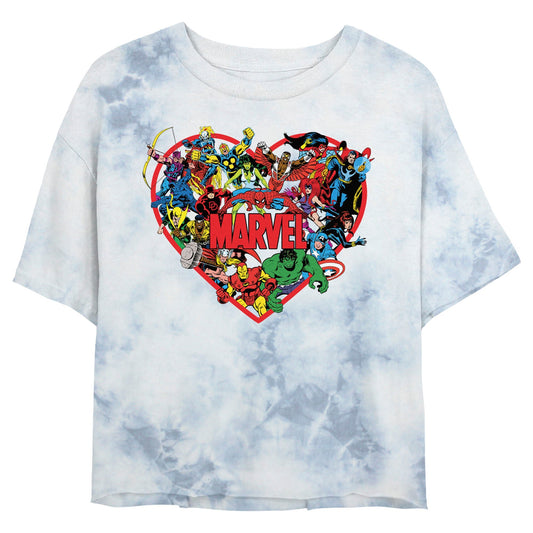 Junior's Marvel Marvel Hero Heart Bombard Tie-Dye T-Shirt